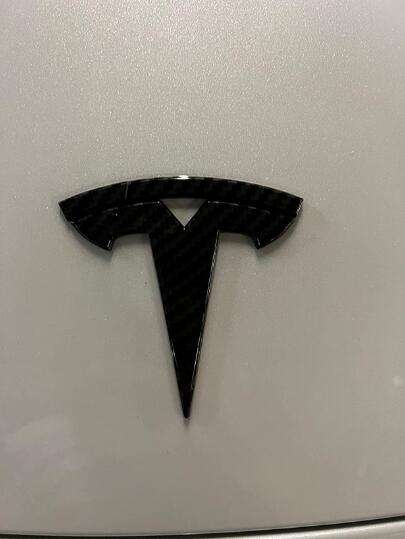TESLA Gloss Carbon Fiber Emblem Logo for Model 3 & Y Hood +Trunk Letter  Accessories